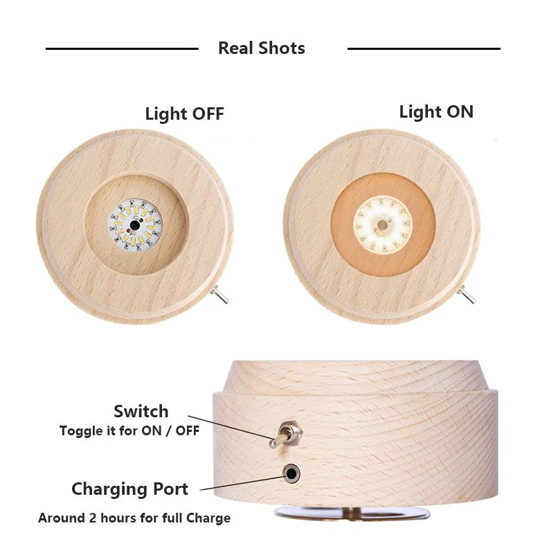 Crystal Music Box Rotating Light