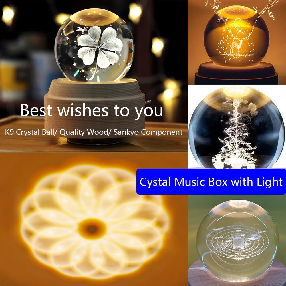 Crystal Music Box Rotating Light