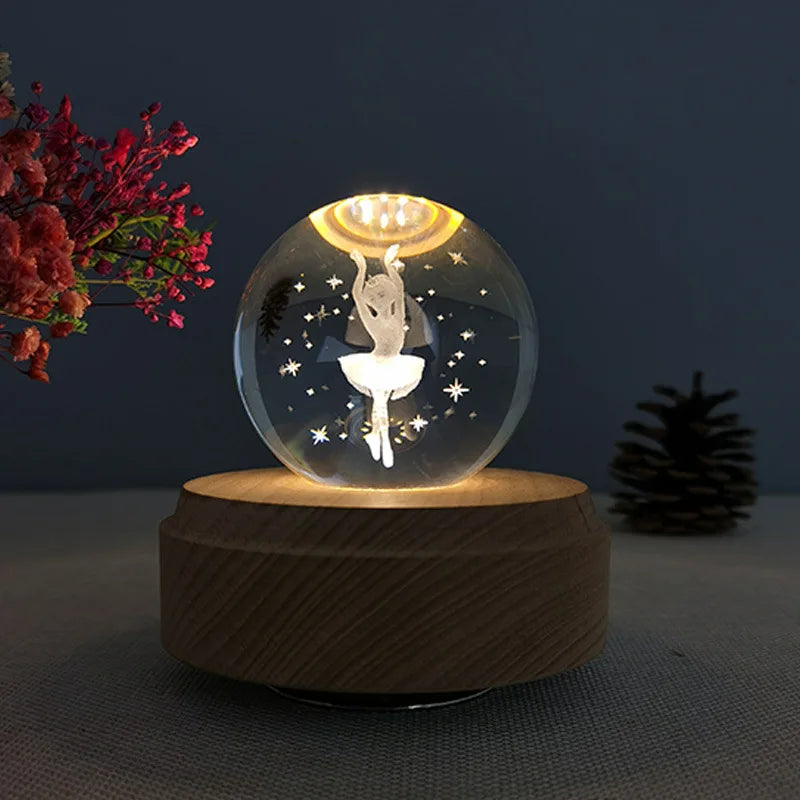 Crystal Music Box Rotating Light